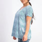 Style & Co Women's Tie-Dyed Linen-Blend Top Blue Size Small