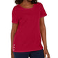Karen Scott Women's Button-Hem Scoop-Neck Cotton Top Bright Red Size Medium