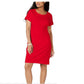 Karen Scott Women's Cotton Button Shoulder Dress Red Size Small