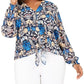 INC International Concepts Women's  Button Up Floral Print Top Turq/Aqua Size 1X