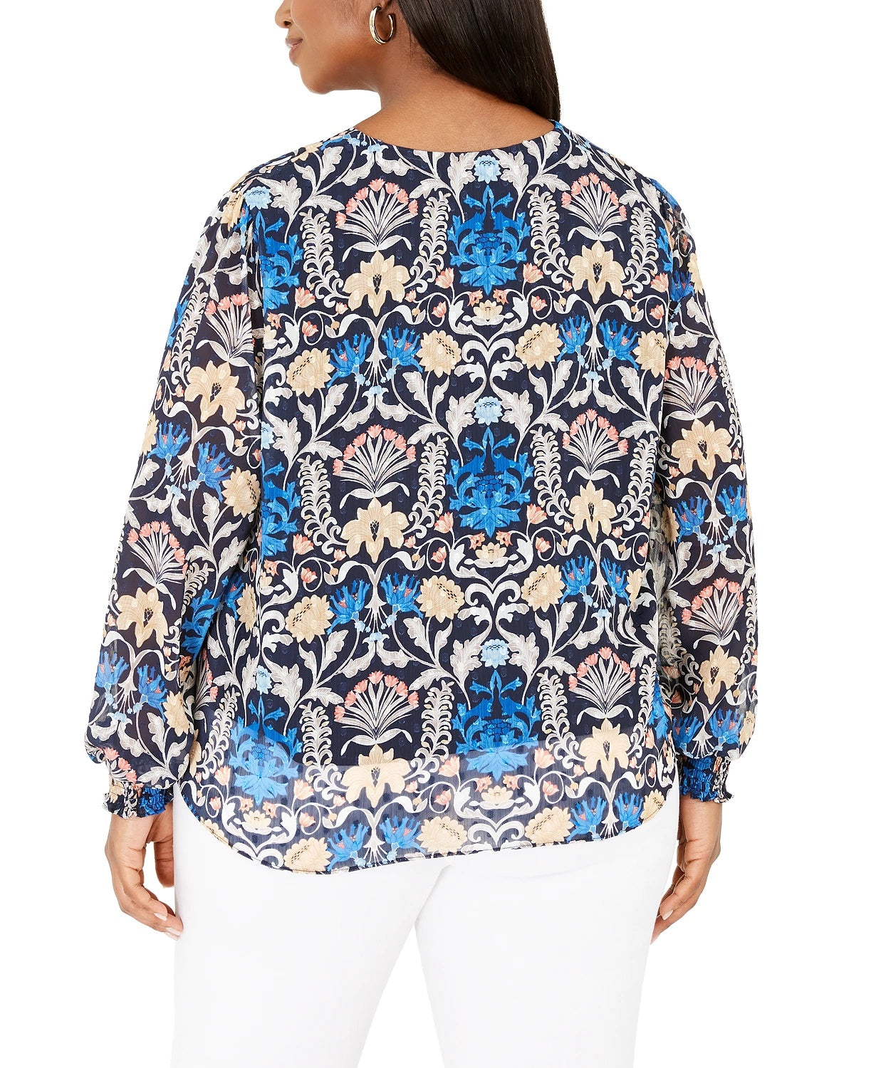 INC International Concepts Women's  Button Up Floral Print Top Turq/Aqua Size 1X