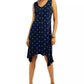 Style & Co Women's Printed Handkerchief-Hem Dress Navy Size Medium