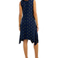 Style & Co Women's Printed Handkerchief-Hem Dress Navy Size Medium