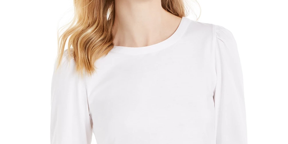 Charter Club Women's Supima Puff Sleeve Top White Size Medium