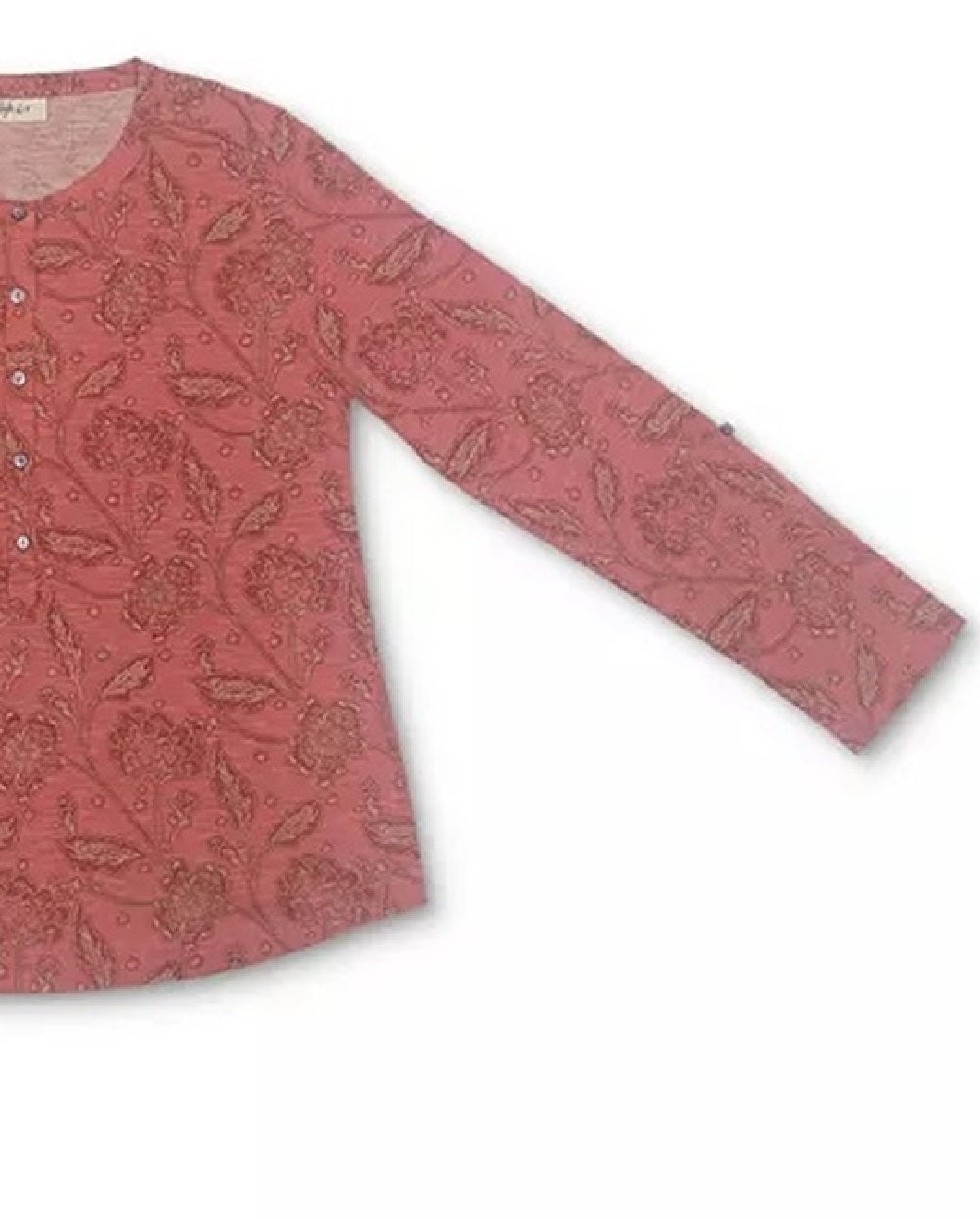 Style & Co Women's Printed Henley Shirt Red Size Small