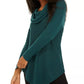 BCX Junior's Textured Cowlneck V Hem Sweater Green Size Small