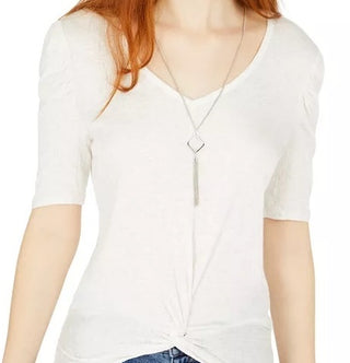 BCX Junior's Knot Front Top White Size Large