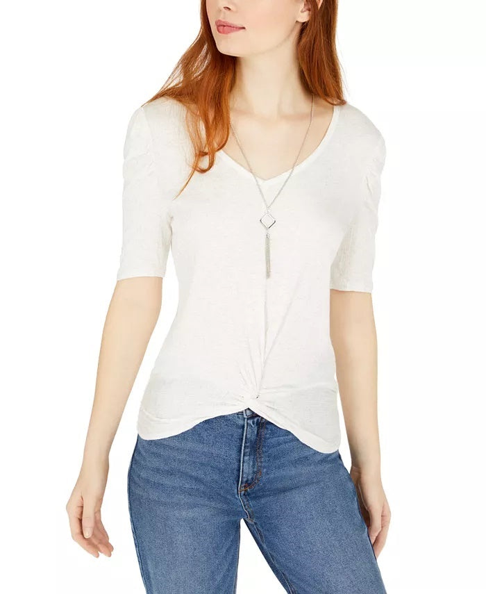 BCX Junior's Knot Front Top White Size Large