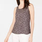 Anne Klein Women's Sleeveless Polka Dot Blouse Dark Gray Size Large
