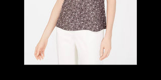 Anne Klein Women's Sleeveless Polka Dot Blouse Dark Gray Size Large