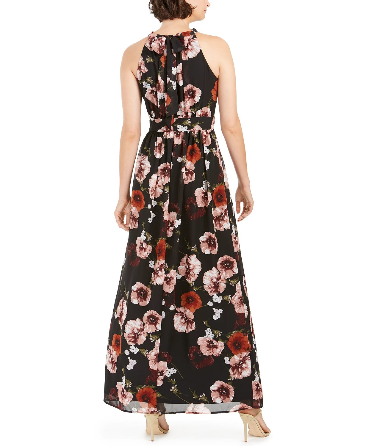 INC International Concepts Women's Floral-Print Halter Maxi Dress Black Size 10