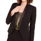 Bar III Women's Tuxedo Satin-Trim Open-Front Double-Breasted Blazer Black Size 12