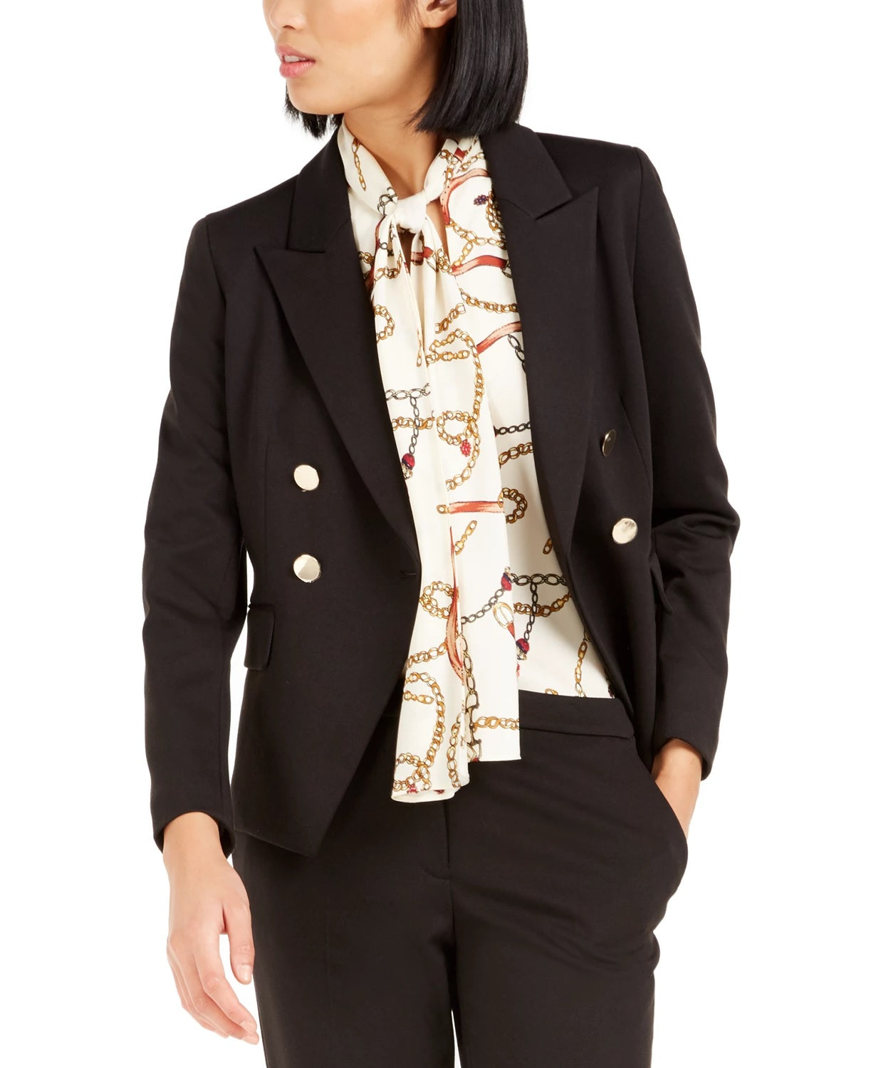 Bar III Women's Double Breasted Jacket Black Size 2