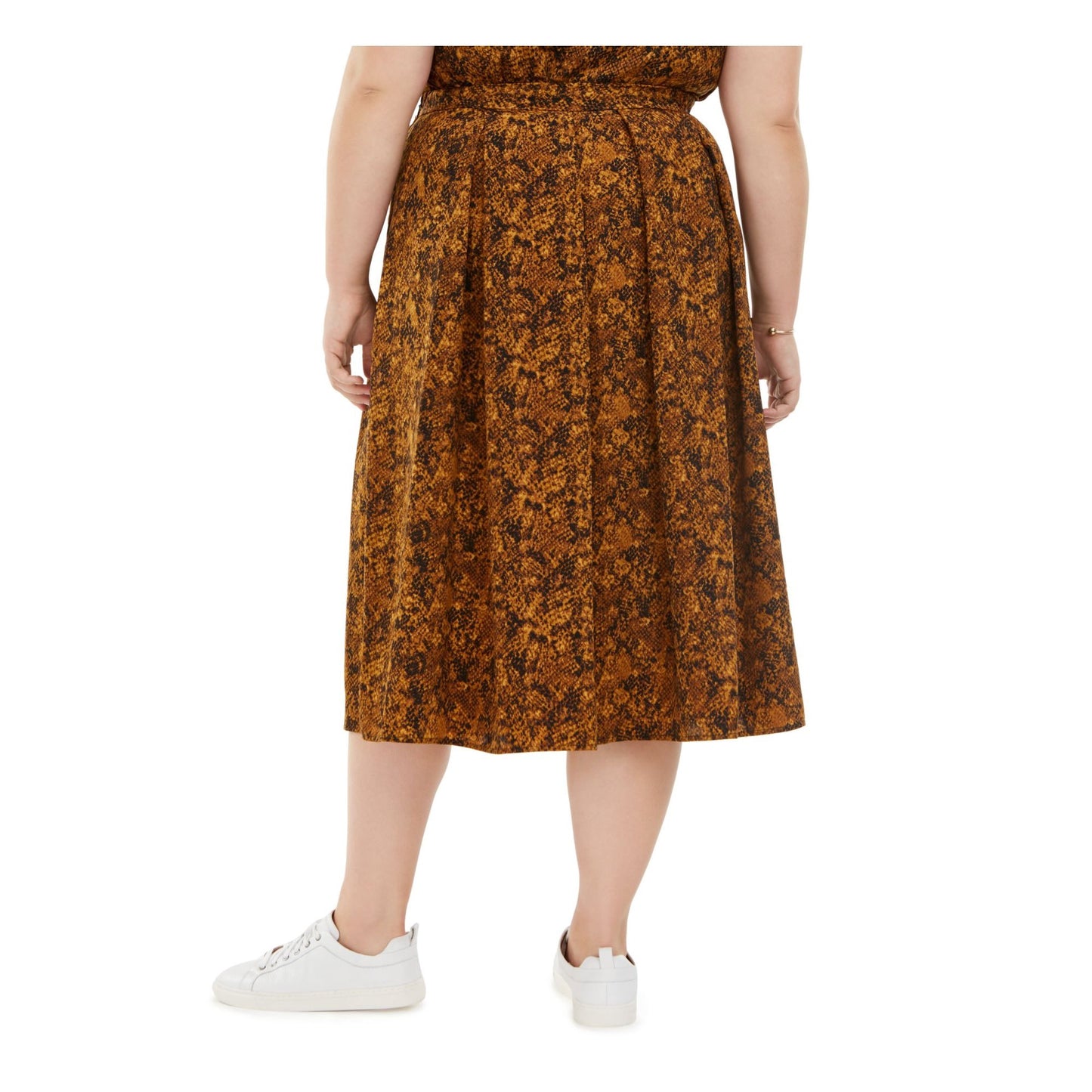 Bar III Women's Printed Midi Pleated Skirt Yellow Size 3X