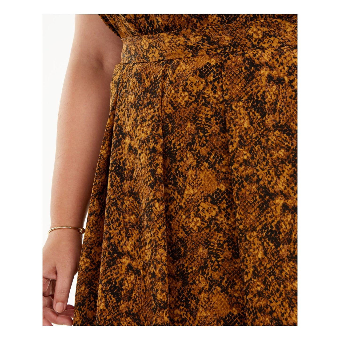 Bar III Women's Printed Midi Pleated Skirt Yellow Size 3X