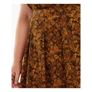 Bar III Women's Printed Midi Pleated Skirt Yellow Size 3X