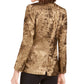 Bar III Women's Metallic One-Button Blazer Gold Size 12