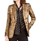 Bar III Women's Metallic One-Button Blazer Gold Size 12