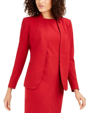Anne Klein Women's Sabre Stretch Knit Blazer Red Size 4