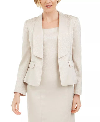 Kasper Women's Tonal Print Shawl Lapel Blazer Beige Size 12