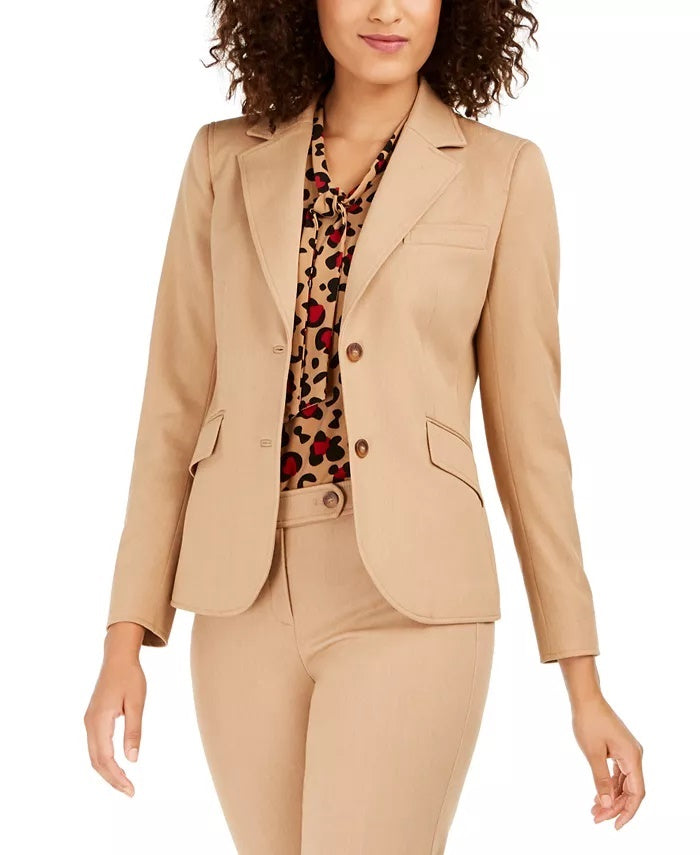 Anne Klein Women's Twill Two-Button Blazer Brown Size 14