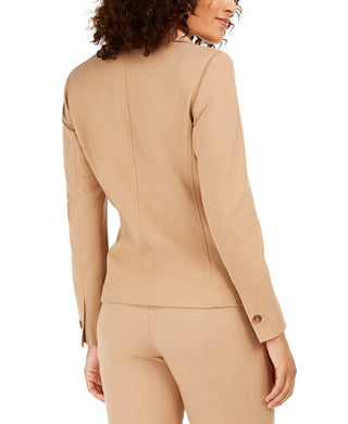 Anne Klein Women's Twill Two-Button Blazer Brown Size 14