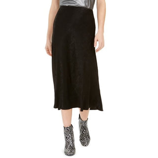 Bar III Women's Shimmer Midi Skirt New Black Size Large