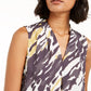 Bar III Women's Abstract Animal-Print V-Neck Blouse Black Size Medium