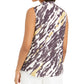 Bar III Women's Abstract Animal-Print V-Neck Blouse Black Size Large