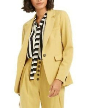 Bar III Women's One-Button Blazer Brght Yellow Size 2