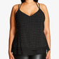 City Chic Women's Trendy Plus Size Strappy Metallic Stud Tank Top Black Size 20W
