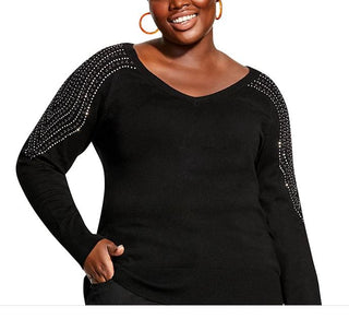 City Chic Women's Trendy Plus Dream Shoulder Sweater Black Size 24W