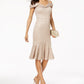 R & M Richards Women's Lace Sweetheart-Neck Dress Beige