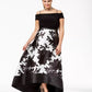 Morgan & Company Women's Plus Off The Shoulder Bodice High Low Hem Ballgown Black Size 22W