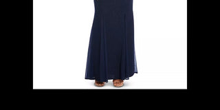 Nightway Women's Long-Sleeve Keyhole Gown Navy
