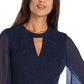 Nightway Women's Long-Sleeve Keyhole Gown Navy