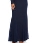 Nightway Women's Long-Sleeve Keyhole Gown Navy
