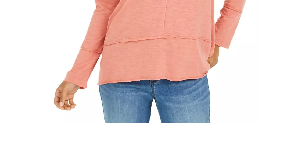 Style & Co Women's Cotton High-Low Top Pink Size Small