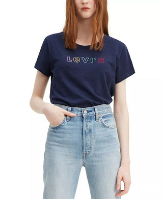 Levi's Women's Cotton Rainbow Logo Graphic T-Shirt Navy Size Large