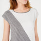 Bar III Women's Bar Basics Colorblock Asymmetrical Top Multi White Size Small