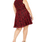 City Studios Junior's Plus Lace Fit & Flare Dress Red Size 24W