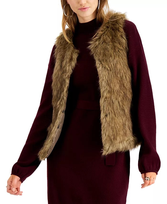 Say What? Juniors' Faux-Fur Vest ed ediu