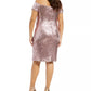 B Darlin Women's Trendy Size Off The Shoulder Sequined Bodycon Dress Pink Size 16