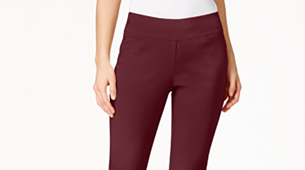 Charter Club Women's Cambridge Tummy Control Slim Leg Pants Wine Size 16 Petite