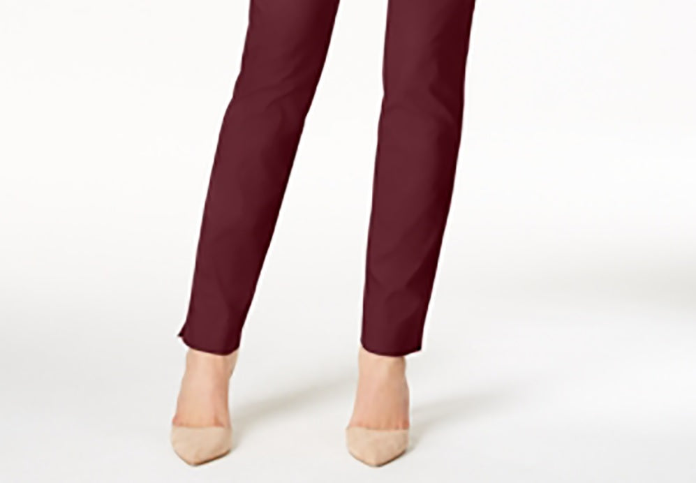 Charter Club Women's Cambridge Tummy Control Slim Leg Pants Wine Size 16 Petite