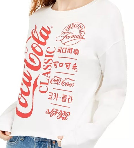 Love Tribes Junior's Coca Cola Graphic Sweatshirt White Size X-Small