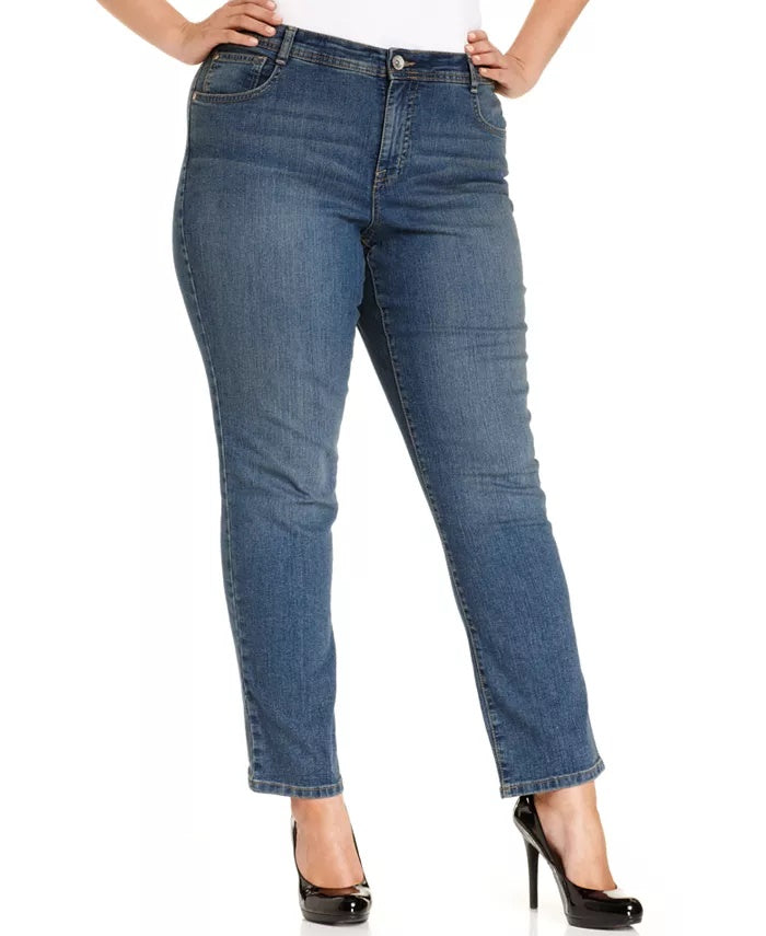 Style & Co Women's Plus & Petite Plus Size Tummy-Control Slim-Leg Jeans Blue Size 26