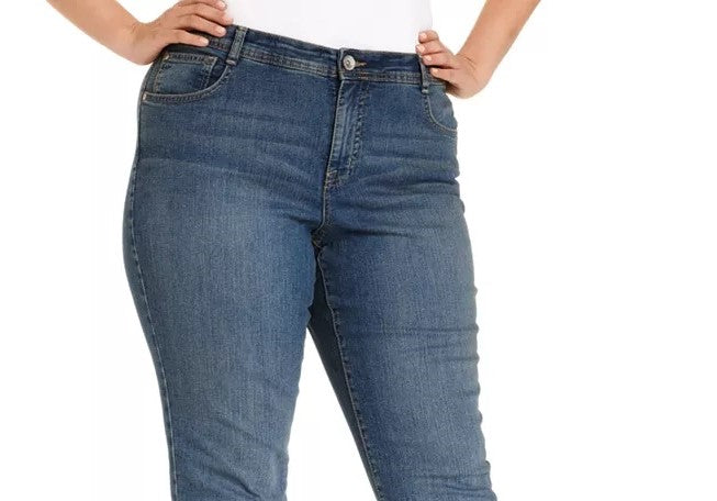 Style & Co Women's Plus & Petite Plus Size Tummy-Control Slim-Leg Jeans Blue Size 26