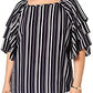Charter Club Women's Plus Size Elbow-Sleeve Chain-Print Pima-Cotton Top Black Size Small