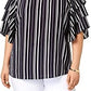 Charter Club Women's Plus Size Elbow-Sleeve Chain-Print Pima-Cotton Top Black Size Small